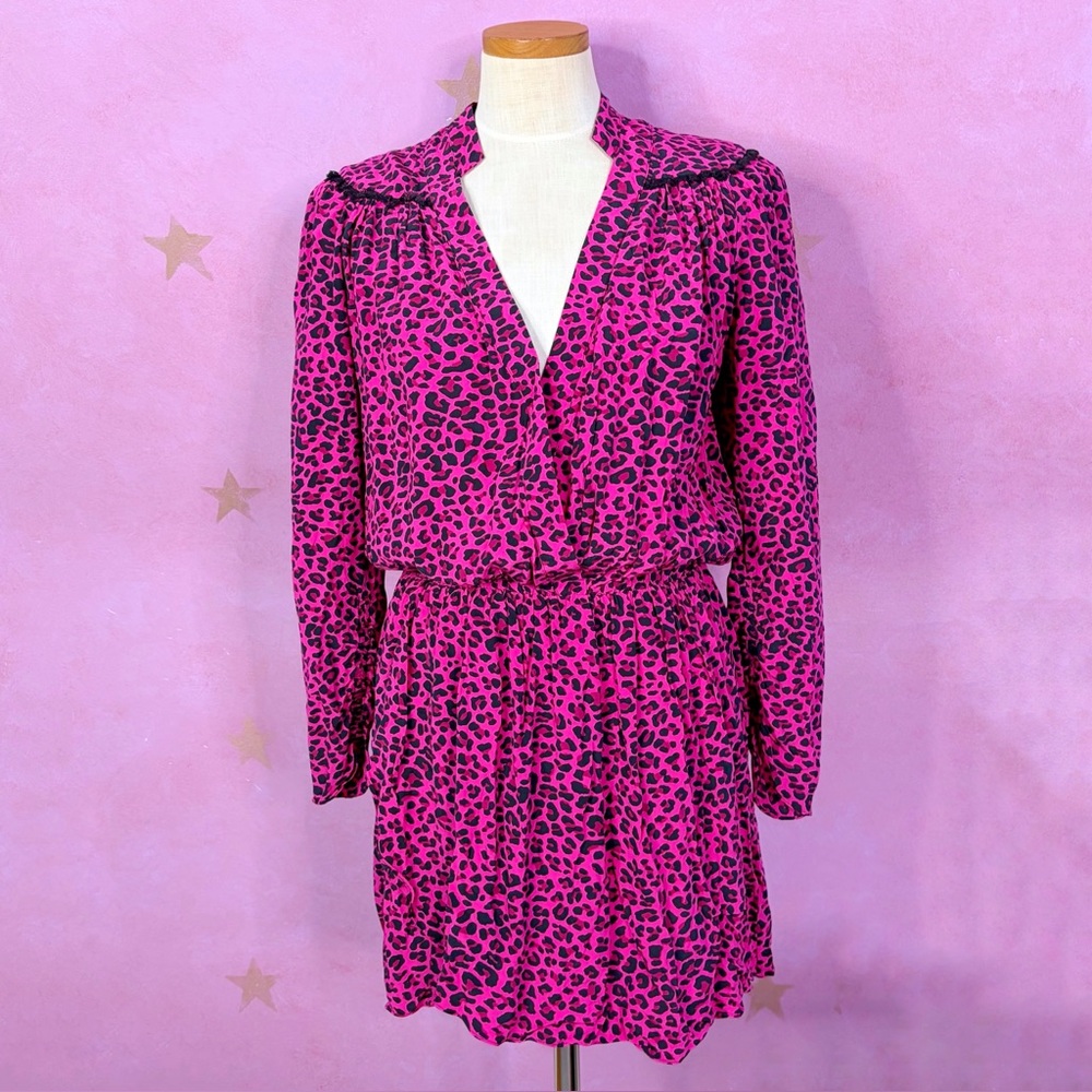 Zadig & Voltaire Dress Women’s Medium Reveal Leopard Print Mini Framboise Pink